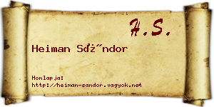 Heiman Sándor névjegykártya